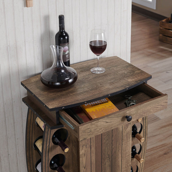 DH BASIC Rustic Oak Multi-storage Bar Cabinet by Denhour