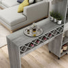 DH BASIC Transitional Vintage Grey Oak 6-Open Shelf Bar Table with Wine Storage by Denhour