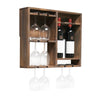 Derike Elegant Designs Bartow Wall Mounted Wood Wine Rack Shelf With Glass Holder, Restored Wood