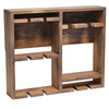 Derike Elegant Designs Bartow Wall Mounted Wood Wine Rack Shelf With Glass Holder, Restored Wood