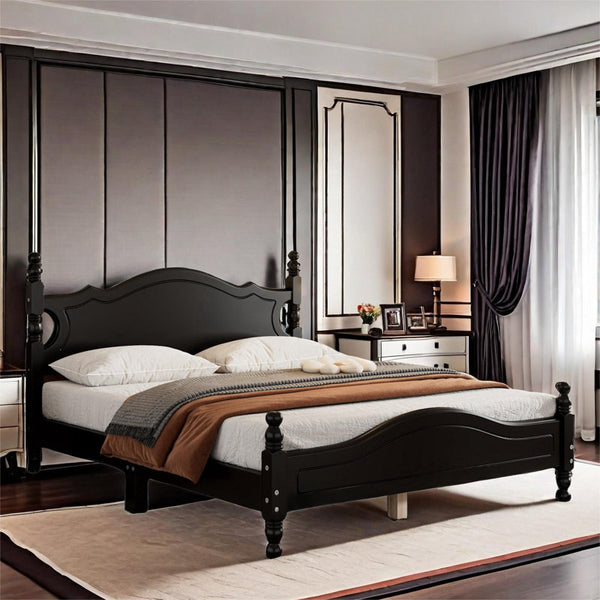 Desirree Retro Style Platform Bed with Wooden Slat Support