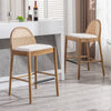 Emington Modern Stools with Rattan Backrests and Wood Frame (Set of 2)