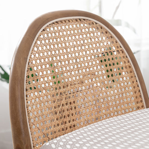 Emington Modern Stools with Rattan Backrests and Wood Frame (Set of 2)