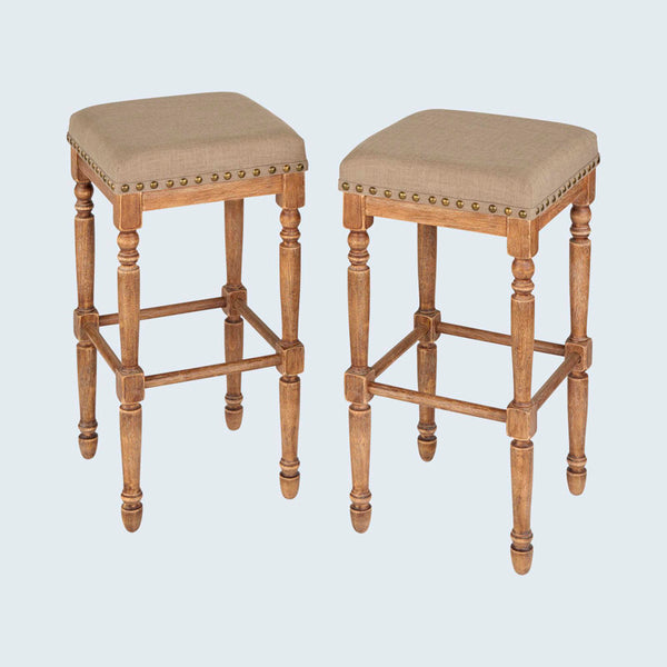 Emmeline Upholstered Counter Stool with Solid Wood Frame (Set of 2)