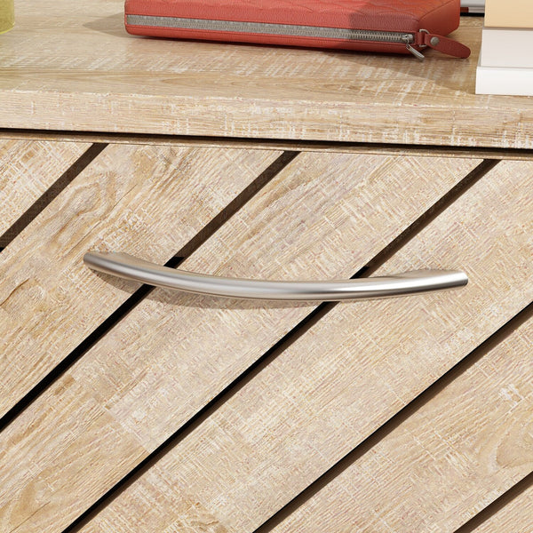 Timechee 8 Pair Shoe Storage Cabinet with 2 Drawers, Wood Color