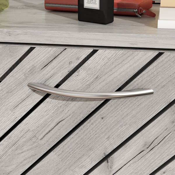 Timechee 8 Pair Shoe Storage Cabinet with 2 Drawers, Wood Color