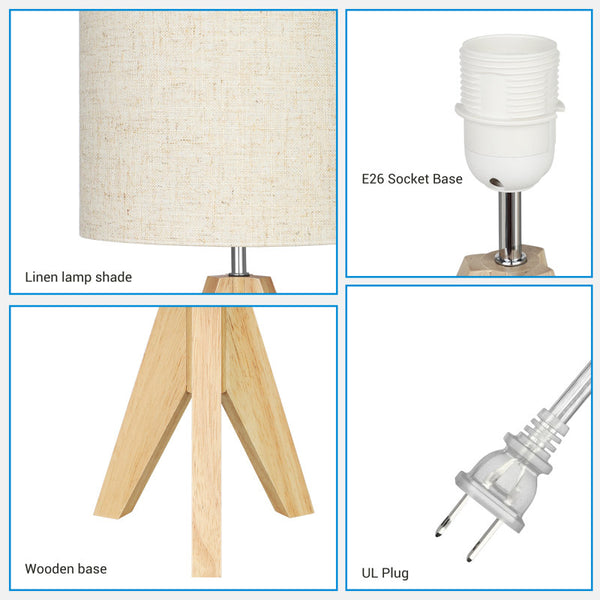 Fidel Solid Wood Tripod Table Lamp (Set of 2)