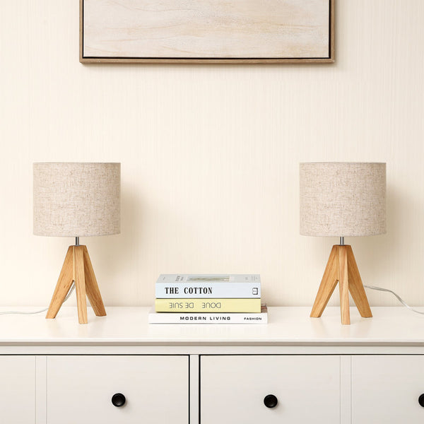 Fidel Solid Wood Tripod Table Lamp (Set of 2)