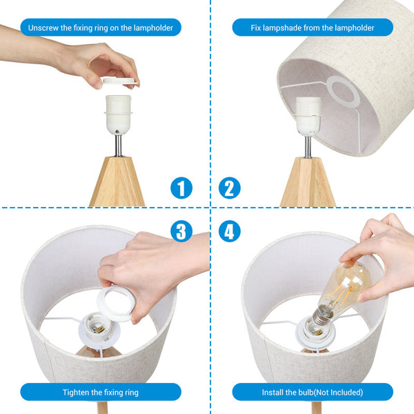 Fidel Solid Wood Tripod Table Lamp (Set of 2)