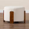 Finlay Modern Japandi Boucle Fabric and Wood Ottoman Footstool
