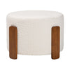 Finlay Modern Japandi Boucle Fabric and Wood Ottoman Footstool