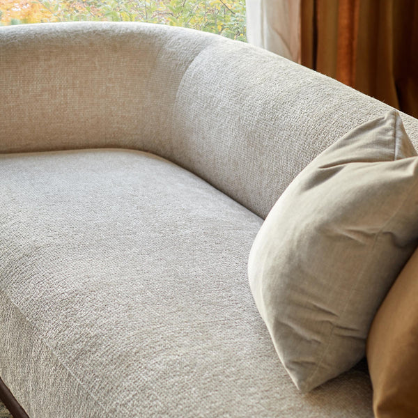 Florence natural fabric with dark wood 3 seater sofa