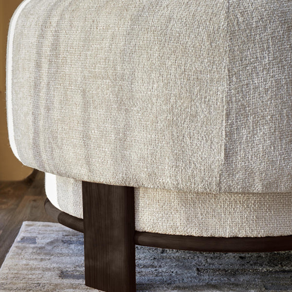 Florence natural fabric with dark wood armchair