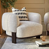 Florence natural fabric with dark wood armchair