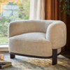 Florence natural fabric with dark wood armchair