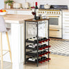 Freestanding Rustic Wine Holder Stand with Wine Storage and Bottle Shelf