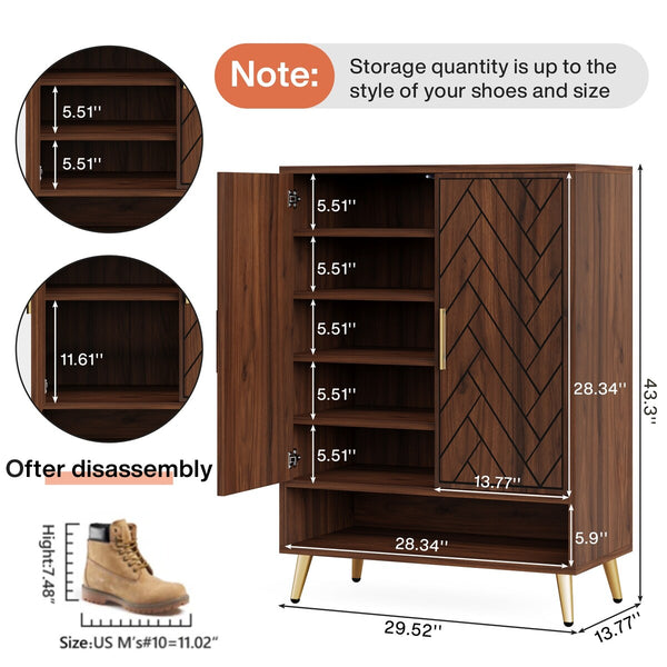 Freestanding Shoe Storage Cabinet with 2-Door and Adjustable Shelves for Entryway Living Room Bedroom