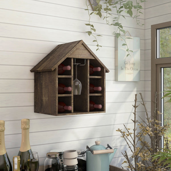 Bude Farmhouse Oak Tabletop 6-bottle Wine Rack by Furniture of America