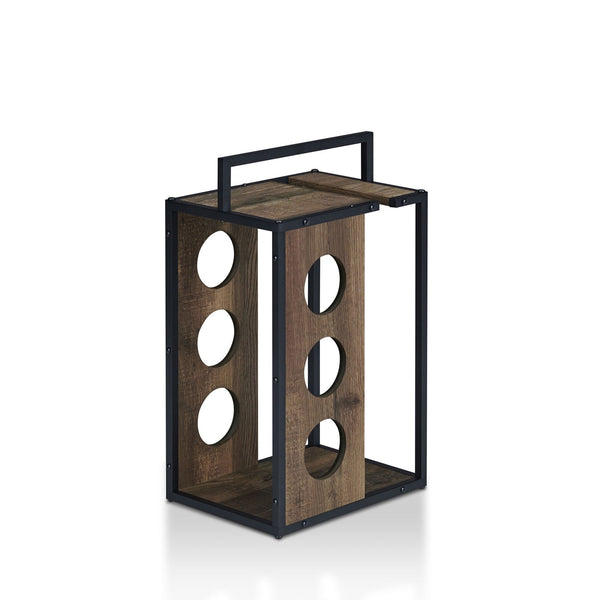 Aberdour Rustic Oak Metal 3-bottle Wine Rack by Carson Carrington