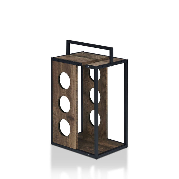 Aberdour Rustic Oak Metal 3-bottle Wine Rack by Carson Carrington