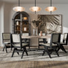 Furniture of America Evrena Modern 7-Piece Black Solid Wood Dining Set