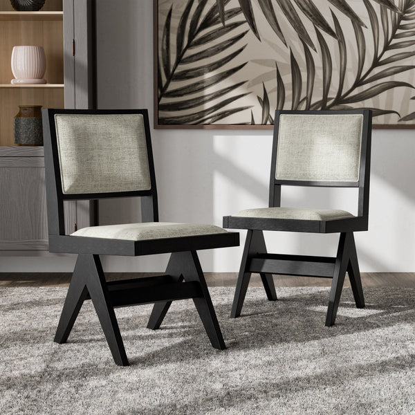 Furniture of America Evrena Modern 7-Piece Black Solid Wood Dining Set