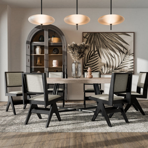 Furniture of America Evrena Modern 7-Piece Black Solid Wood Dining Set