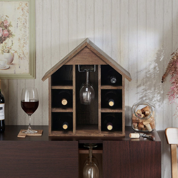 Bude Farmhouse Oak Tabletop 6-bottle Wine Rack by Furniture of America