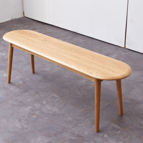 GDFStudio - Elijah Natural Oak Wood Bench with Wide Seat and Half-Round Ends