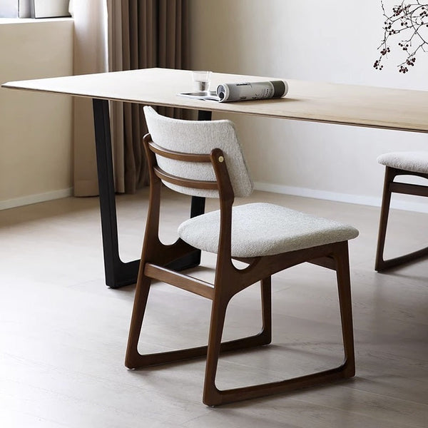 Nordic Solid Ash Soft Boucle Backrest Dining Chair Modern Dining Room Chair for Home Restaurant