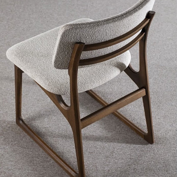 Nordic Solid Ash Soft Boucle Backrest Dining Chair Modern Dining Room Chair for Home Restaurant