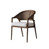 Simple Style Modern Upholstered Dining Arm Chair Solid Wood Backrest Rattan Dining Chairs for Dining Room Luxury