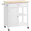 HOMCOM Kitchen Trolley, Wood Top Utility Cart on Wheels with Open Shelf and Storage Drawer for Dining Room, Kitchen