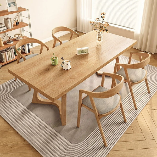 Shangyi All-Solid Wooden Dining Table Set Thickened Rectangular Table Chair for Household Simple Modern Style for Living Room