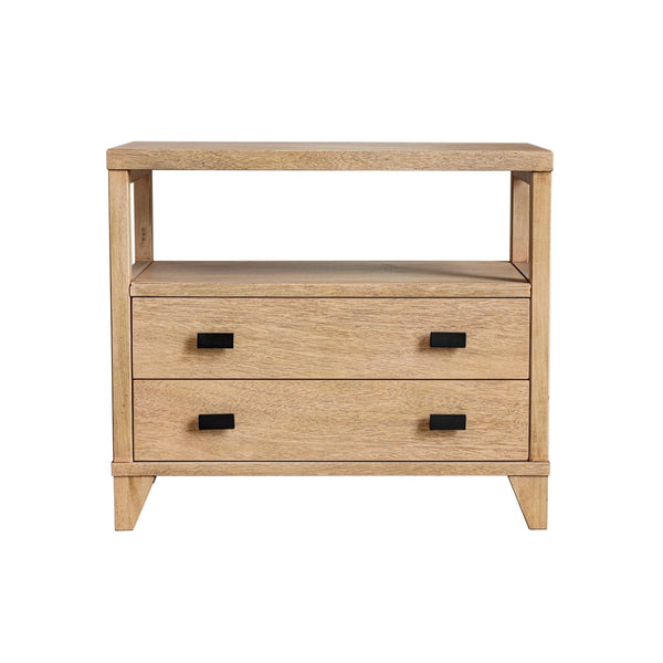 Handmade Wood 2-Drawer Nightstand with Open Shelf by East at Main