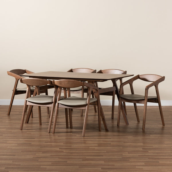 Harland Mid-Century Modern 7-Piece Dining Set