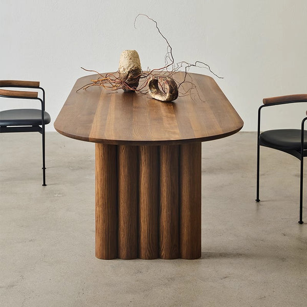 Modern Style Solid Wood Base Walnut Color Dining Table Home Furniture for Dining Room