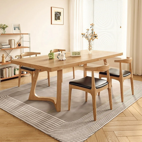 Shangyi All-Solid Wooden Dining Table Set Thickened Rectangular Table Chair for Household Simple Modern Style for Living Room