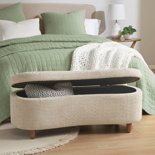 INK+IVY Bailey Taupe Boucle Flip Top Storage Bench