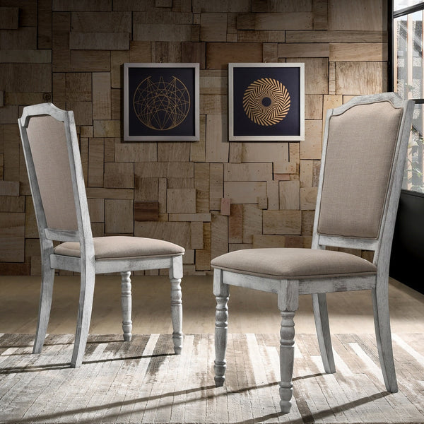 Roundhill Furniture Iris Weathered White Wood 5-Piece Dining Set