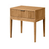 Jasper Mid-Century Modern Nighstand, Side Table with Storage and Fluted Drawer Doors with Brass Handles