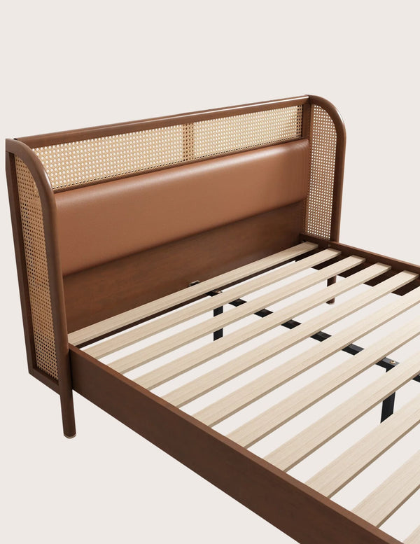 Kano Walnut Rattan Bed