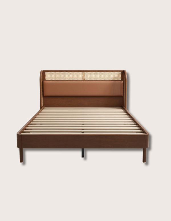 Kano Walnut Rattan Bed
