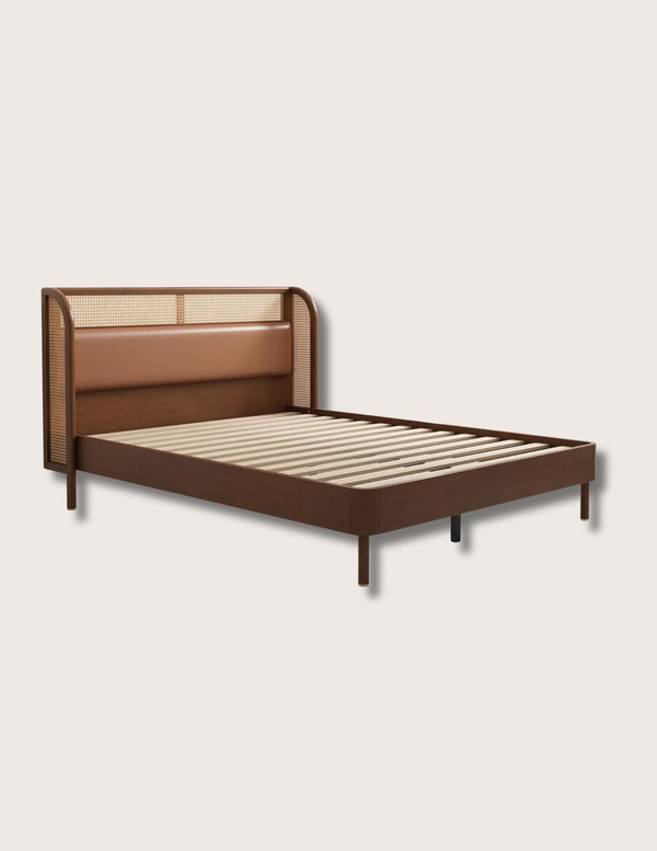 Kano Walnut Rattan Bed