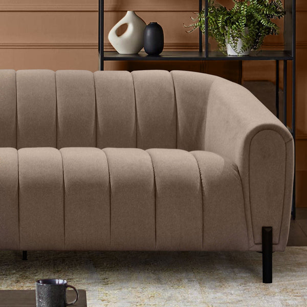 Kendra mocha fabric 3 seater sofa