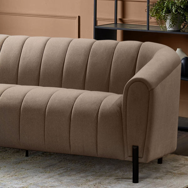 Kendra mocha fabric 3 seater sofa