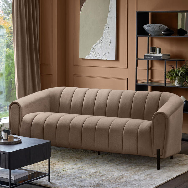 Kendra mocha fabric 3 seater sofa