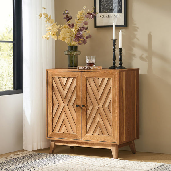 Lekiesha Transitional 30"Tall 2 Door Accent Cabinet with Solid Wood Legs