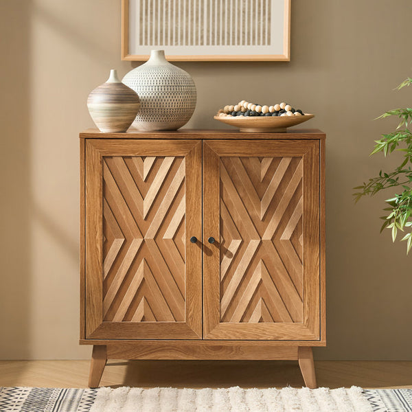 Lekiesha Transitional 30"Tall 2 Door Accent Cabinet with Solid Wood Legs
