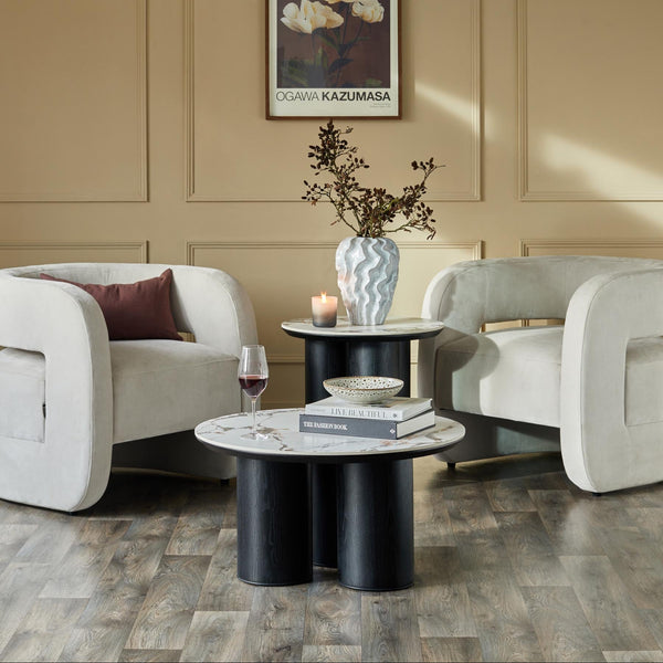 Lena white calacatta ceramic side table